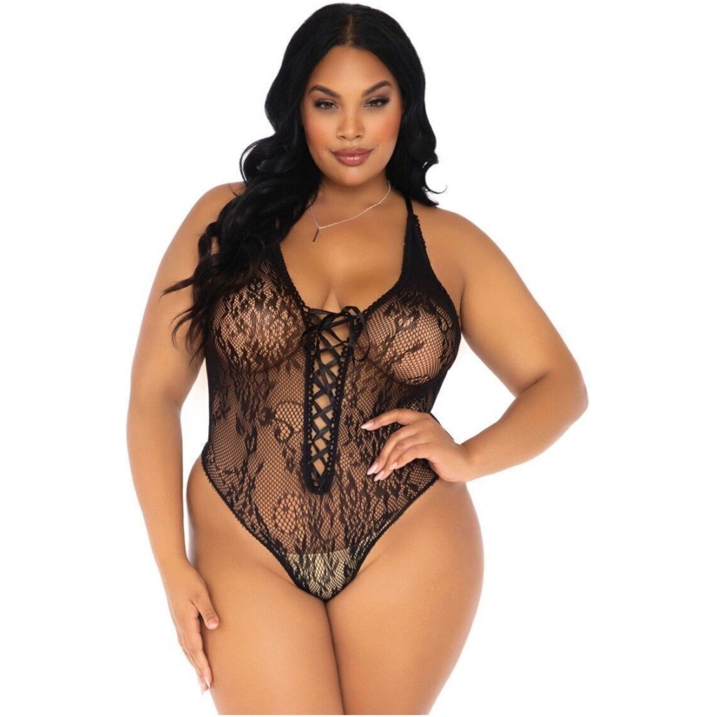 Body con Perizoma in pizzo floreale teddy Queen Size